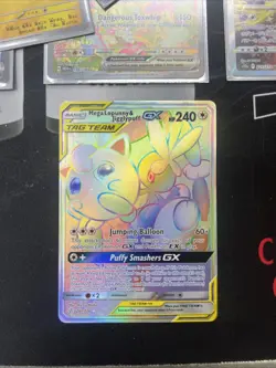 Mega Lopunny & Jigglypuff GX Full Art Rainbow Rare Card 261/236 Cosmic Eclipse - Image 1