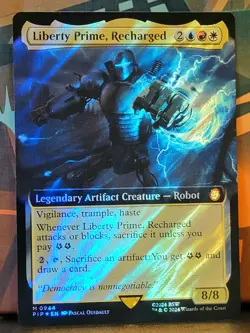 MTG Fallout Liberty Prime, Recharged PIP Surge Foil Extended Art NM-M - Image 1