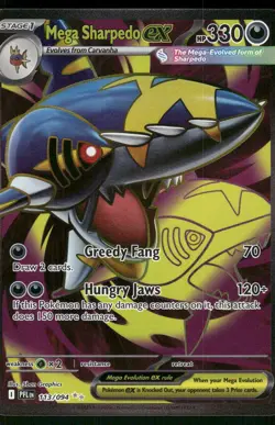 2025 Near Mint Pokemon Mega Sharpedo ex 113/094 Phantasmal Flames PFL - Image 1
