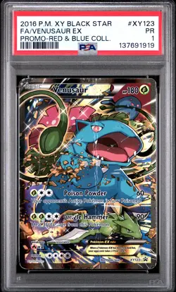 2016 POKEMON XY BLACK STAR PROMO RED & BLUE COLL FULL ART/VENUSAUR EX PSA 1 - Image 1