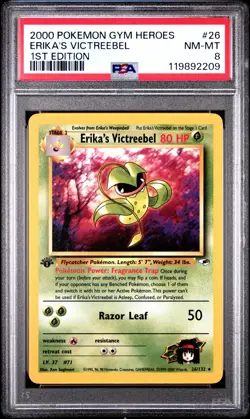 119892209 Erika's Victreebel 2000 Pokemon Gym Heroes 1st Edition #26/132 PSA 8 - Image 1