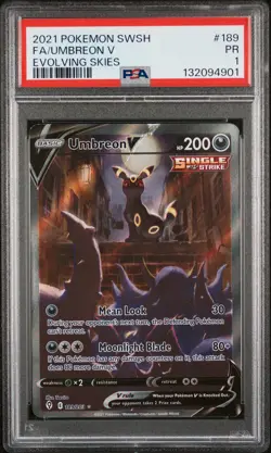 2021 POKEMON SWORD & SHIELD EVOLVING SKIES #189 FULL ART/UMBREON V PSA 1 - Image 1