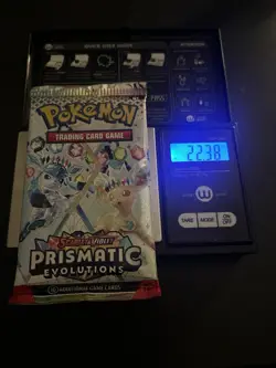 22.38g VERY HEAVY Prismatic Evolutions Pokemon Sealed Booster Pack New - Image 1
