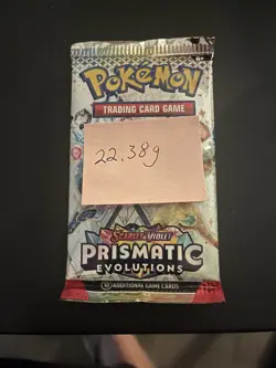 22.38g VERY HEAVY Prismatic Evolutions Pokemon Sealed Booster Pack New - Image 3
