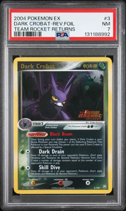 2004 POKEMON EX TEAM ROCKET RETURNS #3 DARK CROBAT-REVERSE FOIL PSA 7 - Image 1