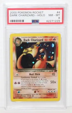 Dark Charizard - Vintage 2000 Pokemon Team Rocket Holo Rare #4/82 PSA Graded 8 - Image 1