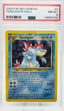 Feraligatr Holo PSA 8 2000 P.M. Neo Genesis Pokemon #4 - Image 1