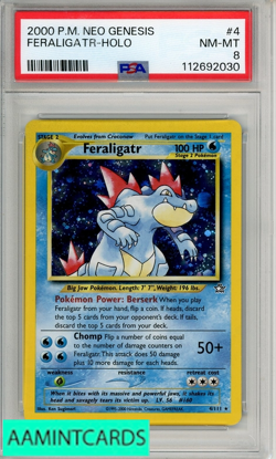 2000 POKEMON NEO GENESIS FERALIGATR-HOLO #4 PSA 8 NM-MT - Image 1