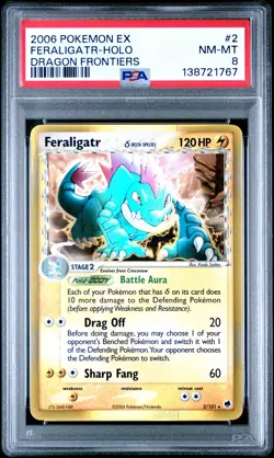 2006 POKEMON EX DRAGON FRONTIERS #2 FERALIGATR-HOLO PSA 8 - Image 1
