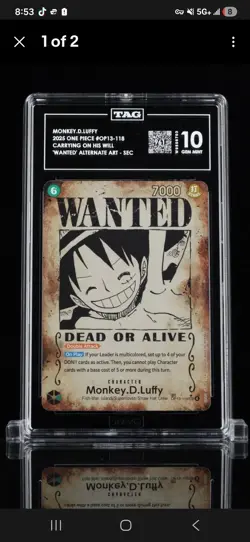 TAG 10 GEM MINT: Monkey D. Luffy Wanted Poster OP13-118 - 2025 One Piece TCG EN - Image 1