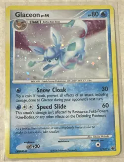 Swirled Pokemon TCG Glaceon LV.44 Holo Rare Card Majestic Dawn 5/100 LP - Image 1