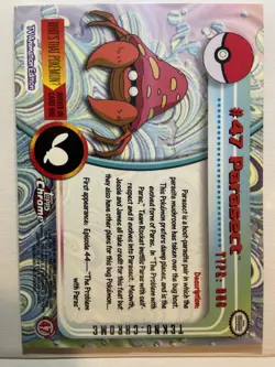 Topps Chrome Pokemon Parasect #47 Tekno Chrome 2000 - Image 2