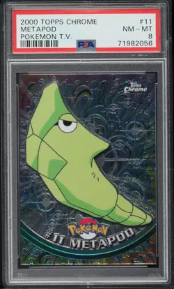 2000 Topps Chrome Pokemon Series 1 Metapod #11 PSA 8 NM-MT - Image 1