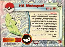 METAPOD#11, Series 1 - 2000, Topps TV Animation Edition Chrome Pokemon Card - Image 4