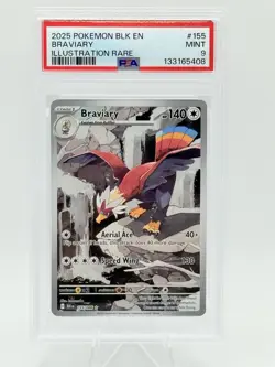 2025 POKEMON BLK EN-BLACK BOLT ILLUSTRATION RARE #155 BRAVIARY PSA 9 - Image 1