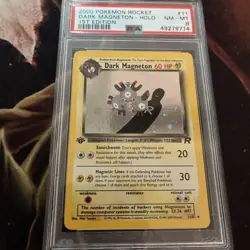 2000 POKEMON TEAM ROCKET Card DARK MAGNETON -HOLO 12/82 1ST EDITION PSA 8 - Image 1