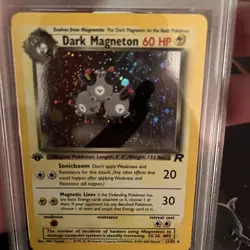 2000 POKEMON TEAM ROCKET Card DARK MAGNETON -HOLO 12/82 1ST EDITION PSA 8 - Image 2