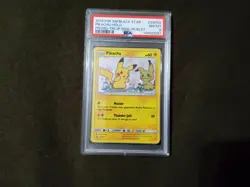 2019 Pokemon Black Star Promo TEAM UP Blister Pikachu SM162 PSA 8 SWIRL - Image 1