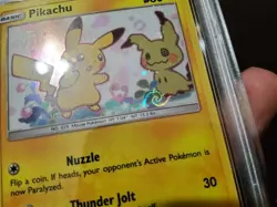 2019 Pokemon Black Star Promo TEAM UP Blister Pikachu SM162 PSA 8 SWIRL - Image 3