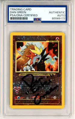 PSA Signed Dan Green Pokemon TCG Entei Wizards Black Star Promos 34 Holo Promo - Image 1