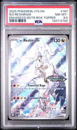 2025 POKEMON JTG EN-JOURNEY TOGETHER #167 N'S RESHIRAM PSA 8.5 - Image 1