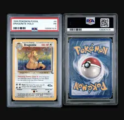 1999 POKEMON FOSSIL #4 DRAGONITE-HOLO PSA 1 - Image 3