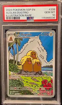 PSA 10 Alolan Dugtrio 208/191 Illustration Rare Surging Sparks SSP Pokemon - Image 1