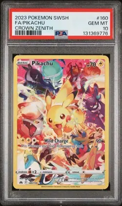2023 POKEMON SWORD & SHIELD CROWN ZENITH #160 FULL ART/PIKACHU PSA 10 - Image 1