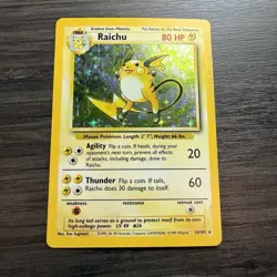 1999 Pokemon TCG Raichu Base Set 14/102 Holo Rare English Vintage Genuine - Image 1