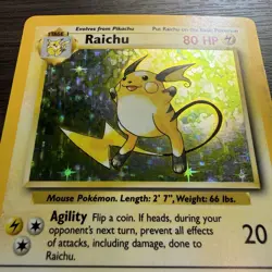 1999 Pokemon TCG Raichu Base Set 14/102 Holo Rare English Vintage Genuine - Image 2