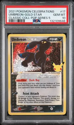 2021 POKEMON CELEBRATIONS CLASSIC COLL #17 UMBREON-GOLD STAR PSA 10 - Image 1
