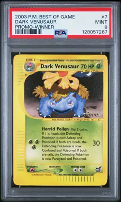 2003 POKEMON BEST OF GAME PROMO WINNER #7 DARK VENUSAUR PSA 9 - Image 1