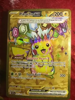 Pokemon TCG Pikachu EX Surging Sparks Holo Hyper Rare Gold 247/191 - Image 2