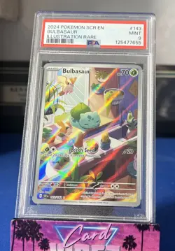 2024 POKEMON SCR EN-STELLAR CROWN ILLUSTRATION RARE #143 BULBASAUR PSA 9 - Image 1