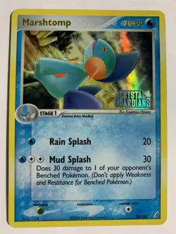 Pokemon TCG Marshtomp Reverse Holo EX Crystal Guardians 24/100 2006 Stage 1 - Image 1