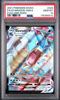2021 Pokemon Sword & Shield Gyarados Vmax 029/203 Evolving Skies Full Art PSA 10 - Image 1
