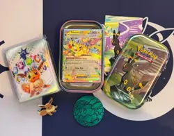 Pokemon Mystery Bundle - 75 Cards + Sleeves, Coin & Pin + Guaranteed EX/VSTAR - Image 1