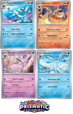 Pokemon PRISMATIC EVOLUTIONS Complete 4 Card Set NM Espeon Flareon Glaceon Holo - Image 1