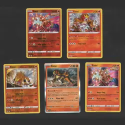 Entei Pokemon Card Collection Set of 5 English Cards Rare Holo Reverse Fire Type - Image 1