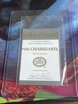 1999 Pokemon Special Edition 23 karat Gold Plated Trading Card / #06 Charizard - Image 2