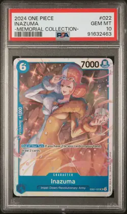 2024 ONE PIECE EB01-EXTRA BOOSTER -MEMORIAL COLL- #022 INAZUMA PSA 10 - Image 1