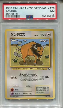 Pokemon Japanese Pocket Monsters Vending Series 3 #128 Tauros PSA 7 - Image 1