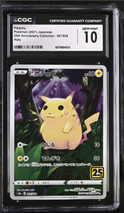 Pikachu 001/028 S8a: 25th Anniversary Collection Holo (Japanese) CGC GEM MINT 10 - Image 1
