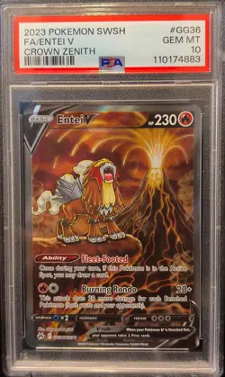 PSA 10 Entei V GG36 Crown Zenith Galarian Gallery English Pokemon CRZ - Image 1