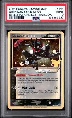 2021 POKEMON SWSH BLACK STAR PROMO #144 GRENINJA-GOLD STAR PSA 9 - Image 1