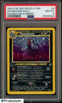 2001 Pokemon Neo Revelation Double Holo Error #8 Houndoom Holo PSA 8 NM-MT - Image 1
