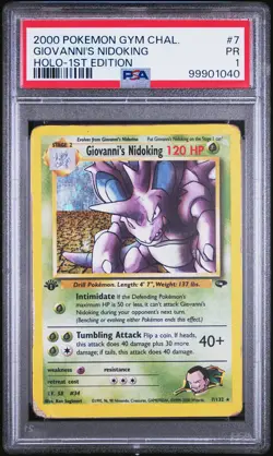2000 POKEMON GYM CHALLENGE HOLO-1ST ED #7 GIOVANNI'S NIDOKING PSA 1 - Image 1