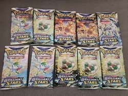 10x Pokemon TCG Brilliant Stars Booster Packs - NEW SEALED LOT - Image 1