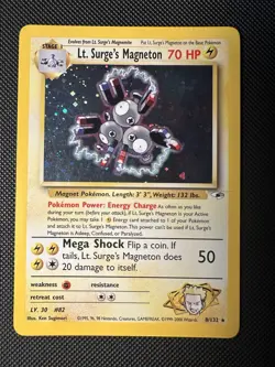 Pokemon TCG Lt. Surge’s Magneton 8/132 Holo Rare Gym Heroes Vintage WOTC LP - Image 1