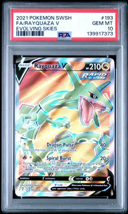 2021 POKEMON SWORD & SHIELD EVOLVING SKIES #193 FULL ART/RAYQUAZA V PSA 10 - Image 1